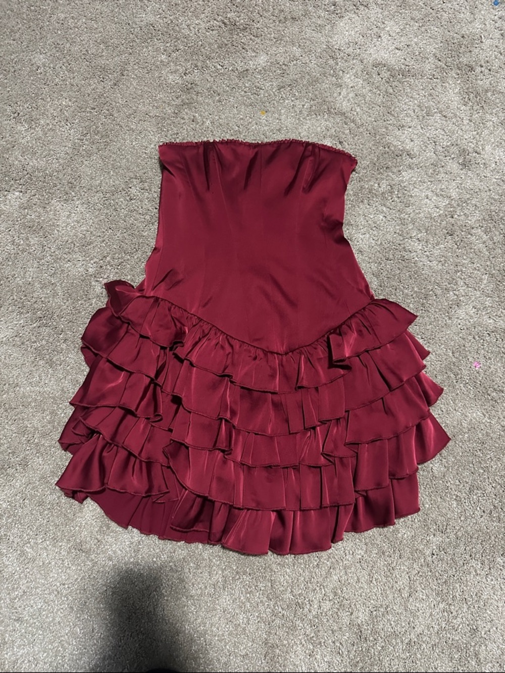 Strapless Ruffle Tiered Mini Dress